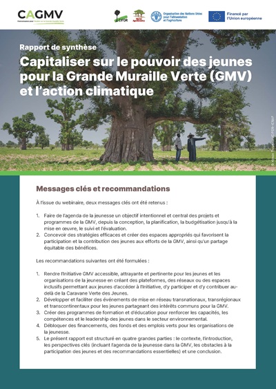 Capitaliser sur le pouvoir des jeunes pour la Grande Muraille Verte (GMV) et l’action climatique